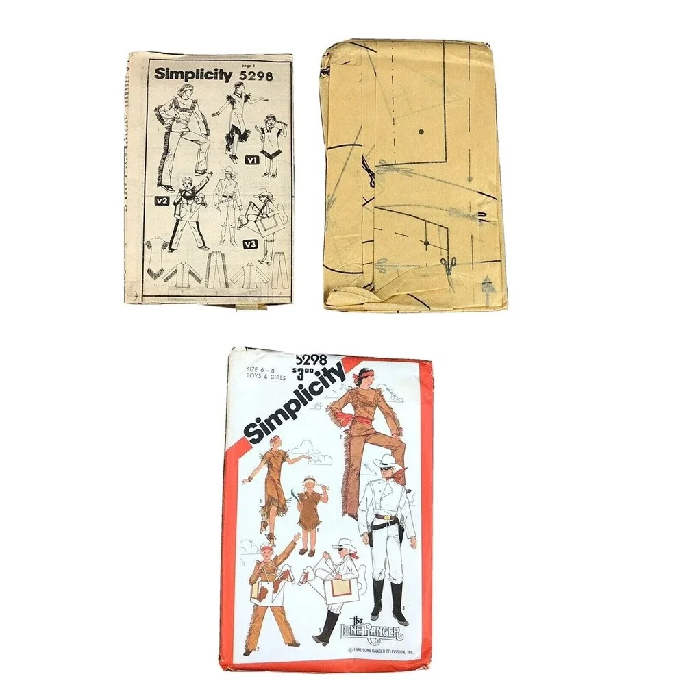Simplicity #5298 VTG Lone Ranger‎ Uncut Sewing Pattern Boys Girls 6-8 Costume